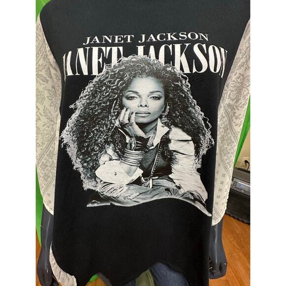 Janet Jackson Custom Upcycled Graphic Band Tee Kimono Top - Picture 5 of 6